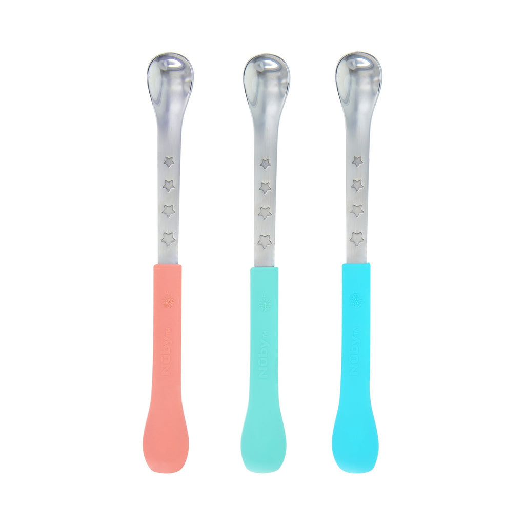 2-in-1 Silicone & Stainless Steel Feeding Spoons (3 Pack)