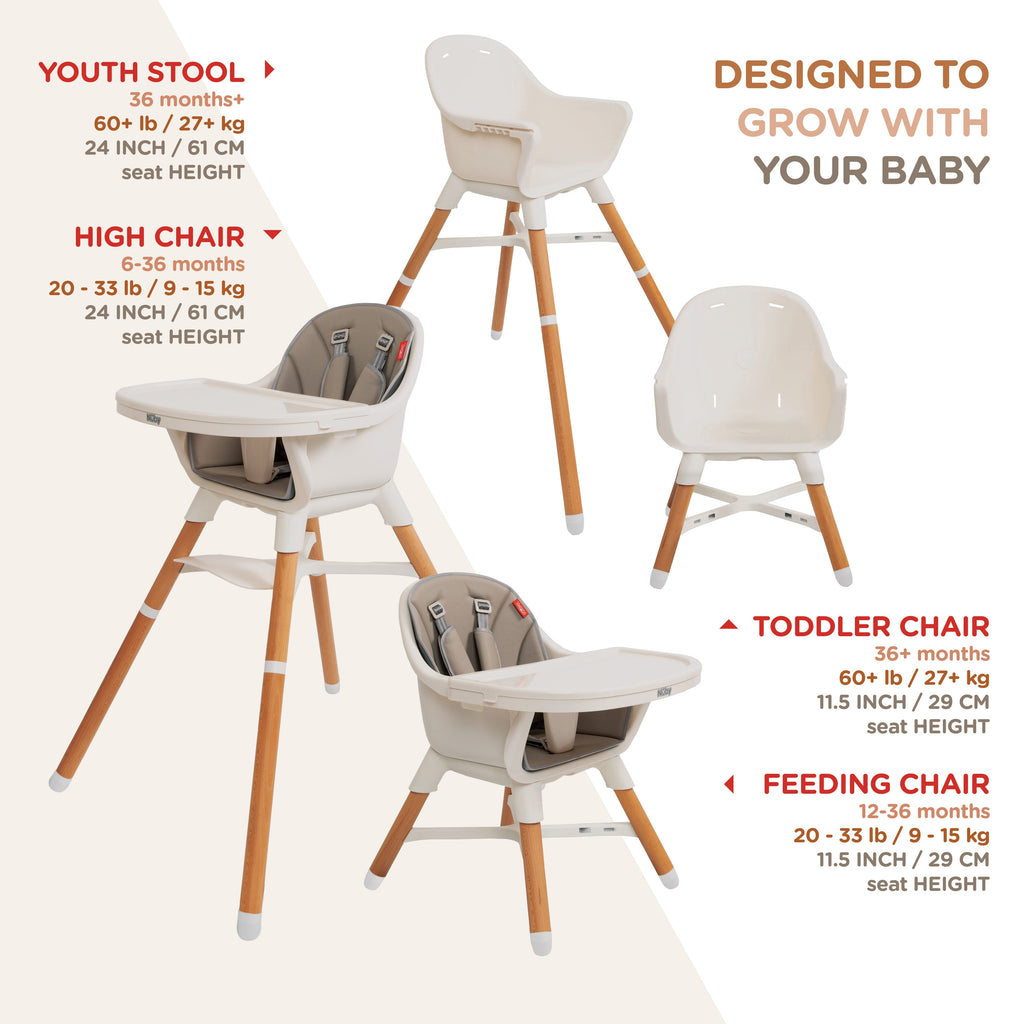 4-in-1 Multi-Use High Chair | Dark Beige